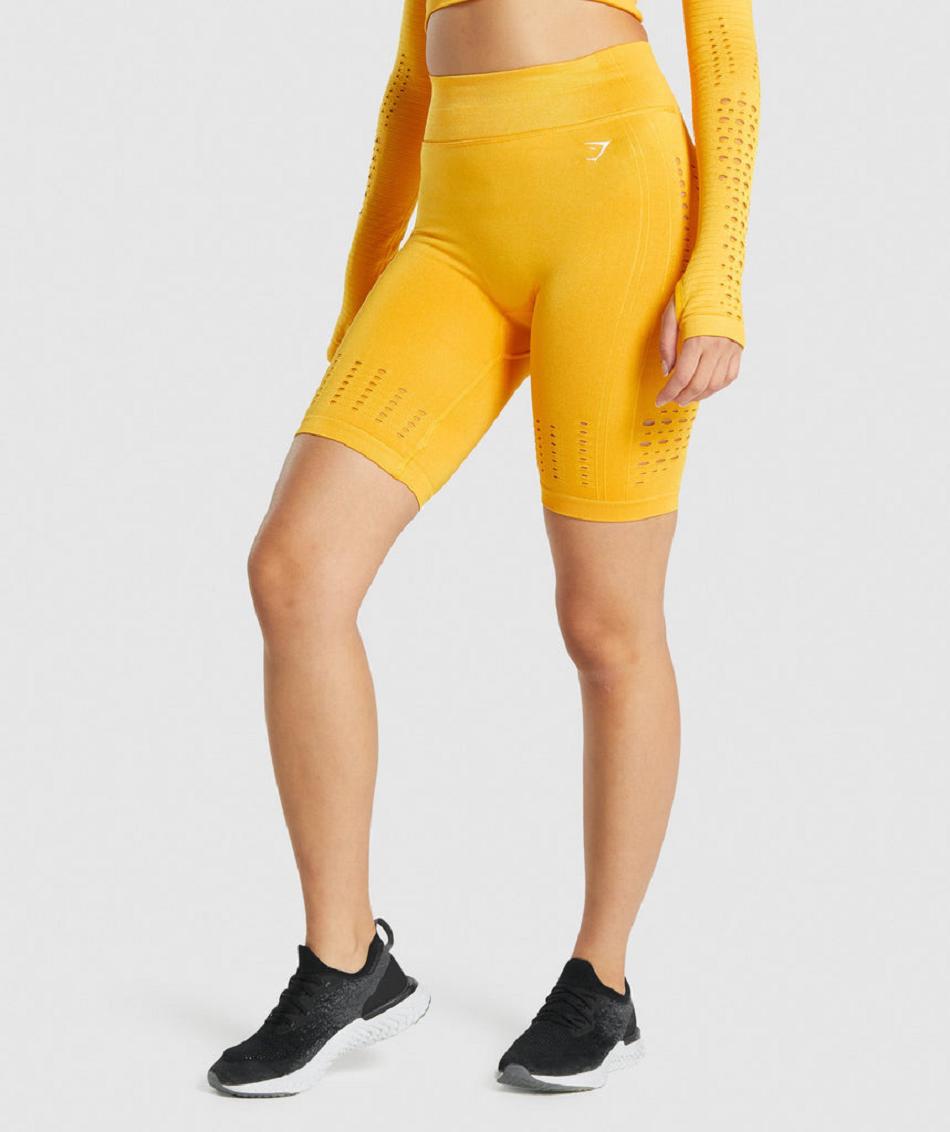 Pantalones Cortos Gymshark Glow Seamless Mujer Amarillo | CO 2780MQZ